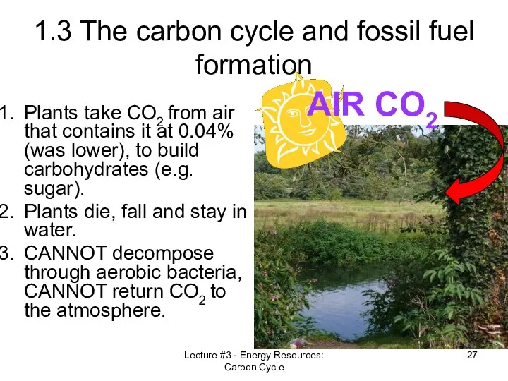 Lecture #3 - Energy Resources: Carbon Cycle 1.3 The carbon cycle