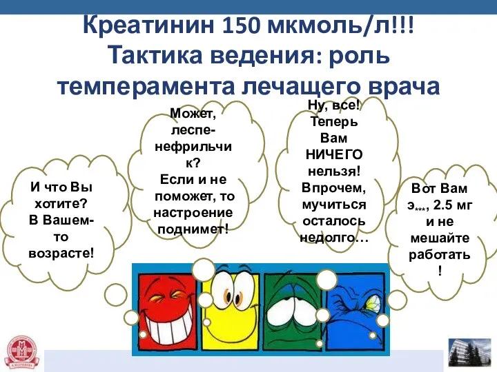 Креатинин 150 мкмоль/л!!! Тактика ведения: роль темперамента лечащего врача И что