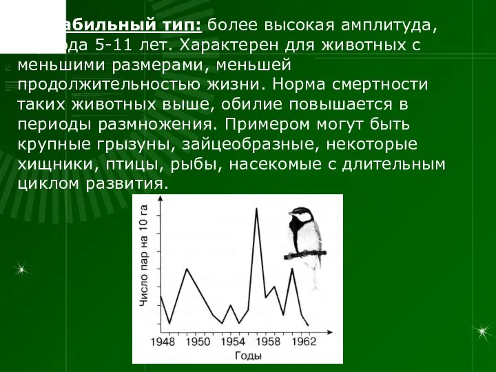 II. Лабильный тип: более высокая амплитуда, периода 5-11 лет. Характерен для