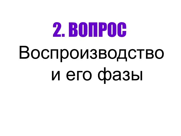 2. ВОПРОС Воспроизводство и его фазы