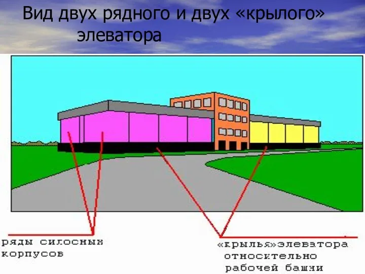 Вид двух рядного и двух «крылого» элеватора