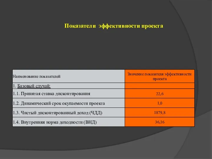 Показатели эффективности проекта