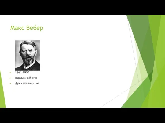 Макс Вебер 1864-1920 Идеальный тип Дух капитализма