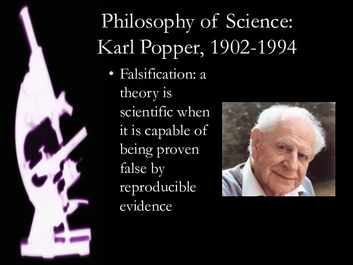Philosophy of Science: Karl Popper, 1902-1994 Falsification: a theory is scientific