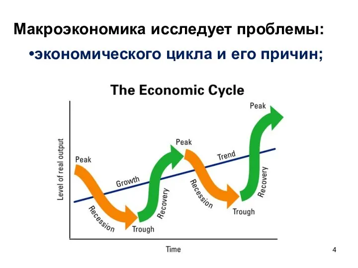 Макроэкономика исследует проблемы: экономического цикла и его причин;