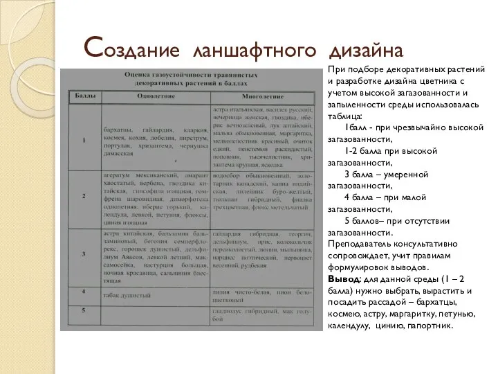 Создание ланшафтного дизайна При подборе декоративных растений и разработке дизайна цветника