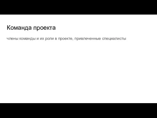 Команда проекта члены команды и их роли в проекте, привлеченные специалисты