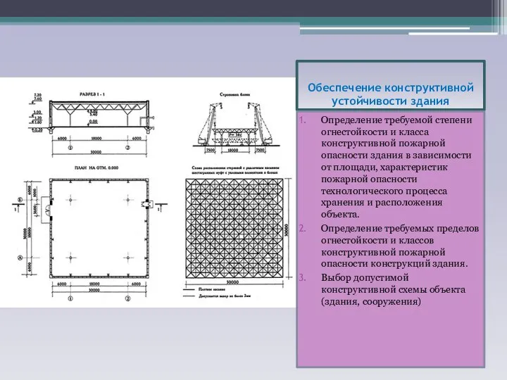 Обеспечение конструктивной устойчивости здания Определение требуемой степени огнестойкости и класса конструктивной