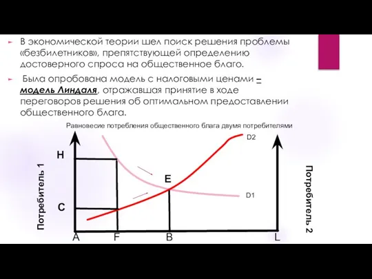 В экономической теории шел поиск решения проблемы «безбилетников», препятствующей определению достоверного