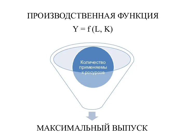 ПРОИЗВОДСТВЕННАЯ ФУНКЦИЯ Y = f (L, K)