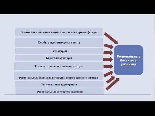 Региональные инвестиционные и венчурные фонды Особые экономические зоны Технопарки Региональные фонды