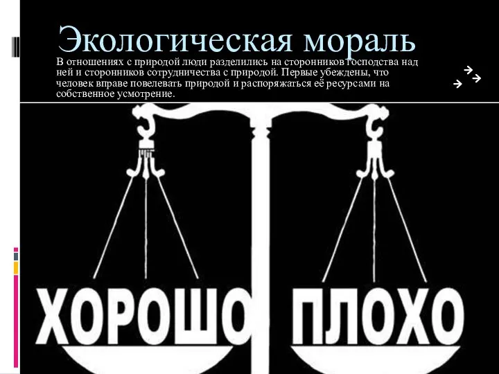 Экологическая мораль В отношениях с природой люди разделились на сторонников господства