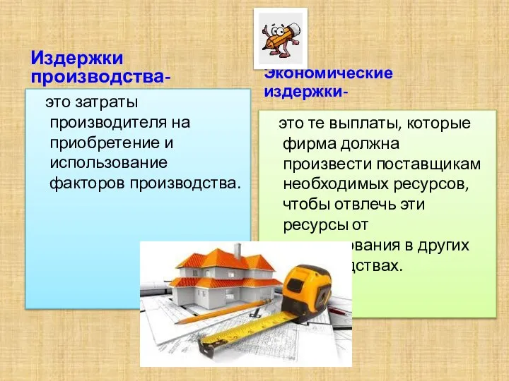 Издержки производства- это затраты производителя на приобретение и использование факторов производства.