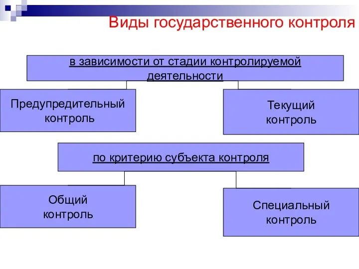 Виды государственного контроля в зависимости от стадии контролируемой деятельности по критерию