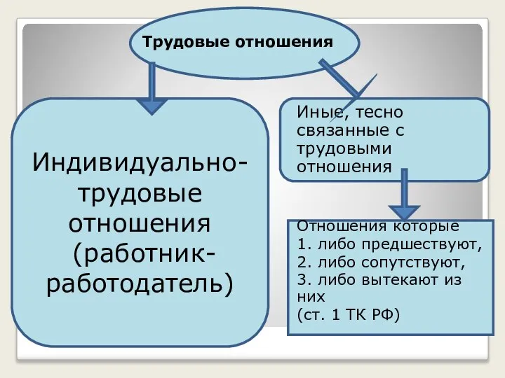 Трудовые отношения Иные, тесно связанные с трудовыми отношения Отношения которые 1.