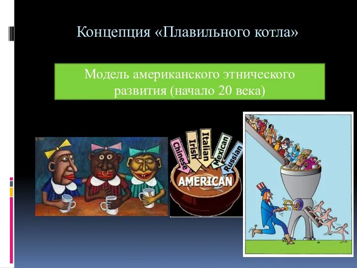 Концепция «Плавильного котла» Модель американского этнического развития (начало 20 века)