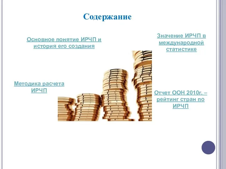 Содержание Основное понятие ИРЧП и история его создания Значение ИРЧП в