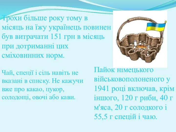 Трохи більше року тому в місяць на їжу українець повинен був