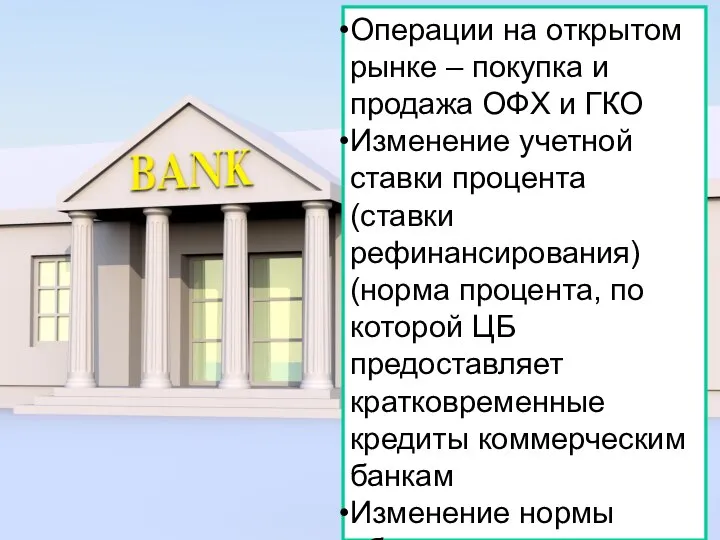 Операции на открытом рынке – покупка и продажа ОФХ и ГКО