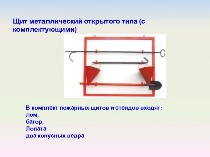 Щит металлический открытого типа (с комплектующими) В комплект пожарных щитов и