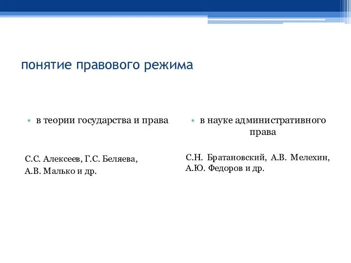 понятие правового режима в теории государства и права С.С. Алексеев, Г.С.