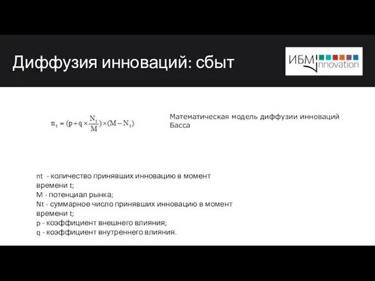 Диффузия инноваций: сбыт nt - количество принявших инновацию в момент времени