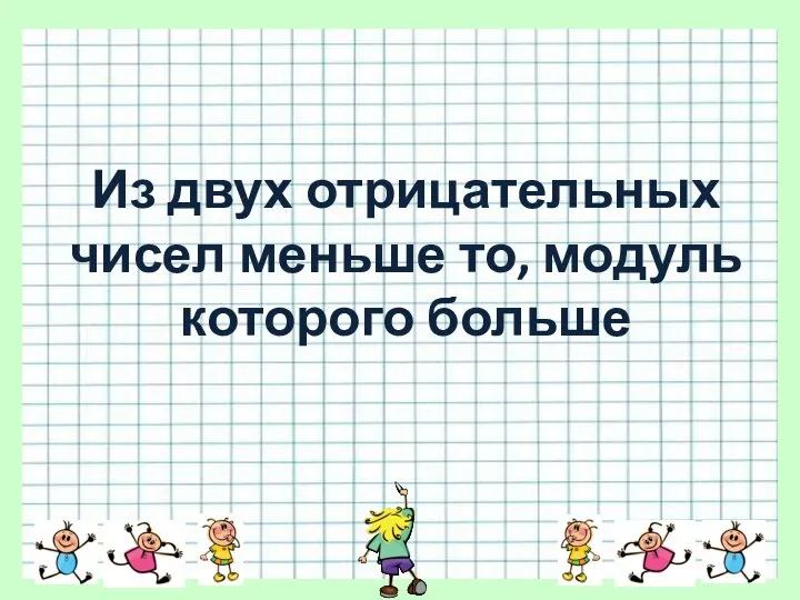 Из двух отрицательных чисел меньше то, модуль которого больше