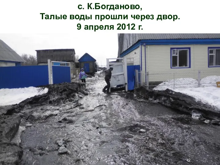 с. К.Богданово, Талые воды прошли через двор. 9 апреля 2012 г.