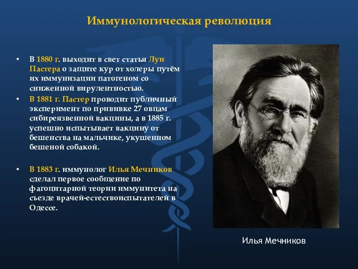 Иммунологическая революция В 1880 г. выходит в свет статья Луи Пастера