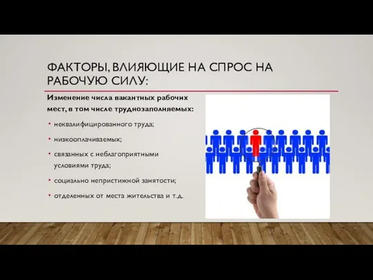 ФАКТОРЫ, ВЛИЯЮЩИЕ НА СПРОС НА РАБОЧУЮ СИЛУ: Изменение числа вакантных рабочих