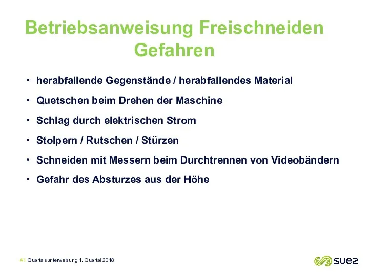 herabfallende Gegenstände / herabfallendes Material Quetschen beim Drehen der Maschine Schlag