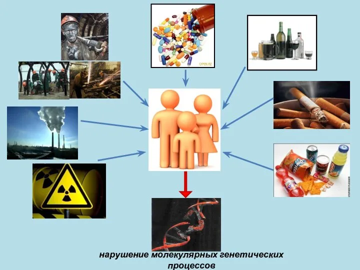 нарушение молекулярных генетических процессов