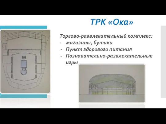 ТРК «Ока» Торгово-развлекательный комплекс: - магазины, бутики Пункт здорового питания Познавательно-развлекательные игры