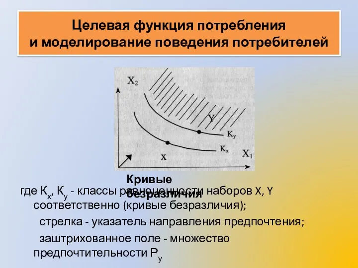 Целевая функция потребления и моделирование поведения потребителей где Кх, Ку -