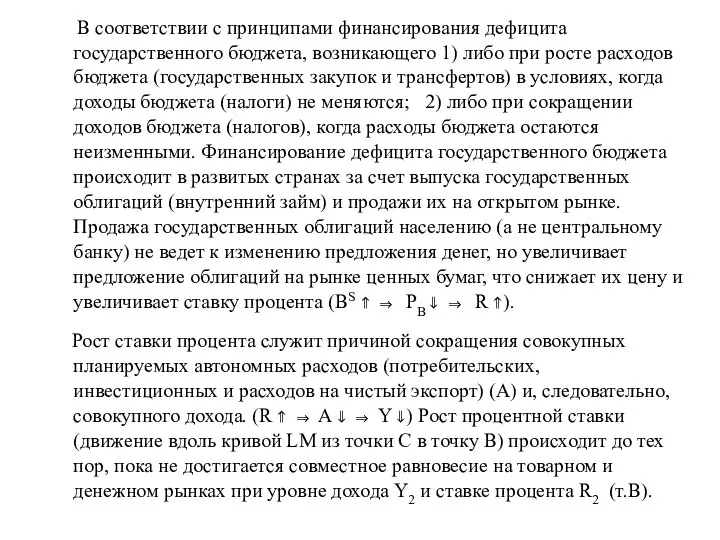 В соответствии с принципами финансирования дефицита государственного бюджета, возникающего 1) либо