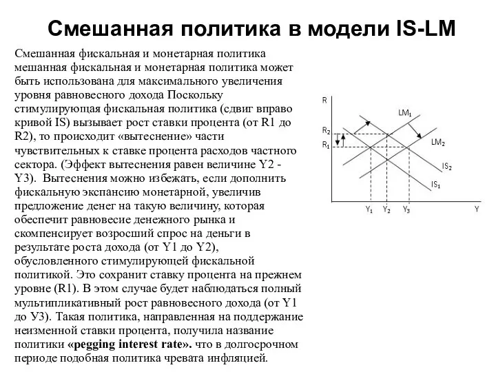 Смешанная политика в модели IS-LM Смешанная фискальная и монетарная политика мешанная