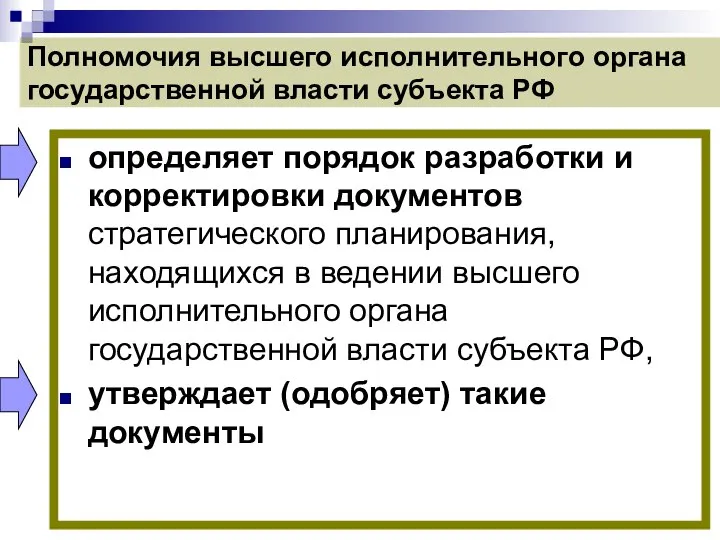 Полномочия высшего исполнительного органа государственной власти субъекта РФ определяет порядок разработки