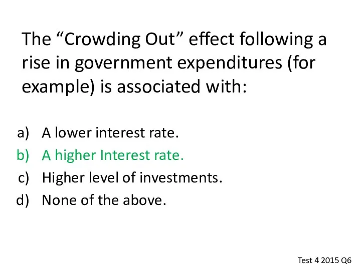The “Crowding Out” effect following a rise in government expenditures (for