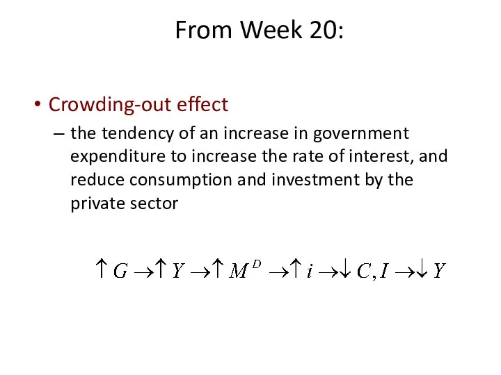 Crowding-out effect the tendency of an increase in government expenditure to