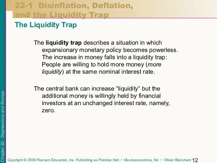 The liquidity trap describes a situation in which expansionary monetary policy