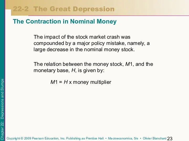 The Contraction in Nominal Money 22-2 The Great Depression The impact