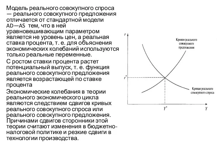 Модель реального совокупного спроса — реального совокупного предложения отличается от стандартной