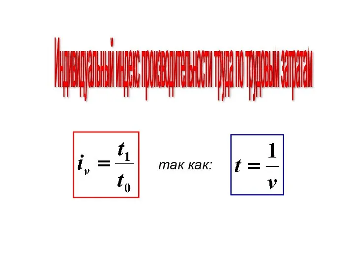 Индивидуальный индекс производительности труда по трудовым затратам так как: