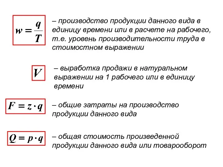 – производство продукции данного вида в единицу времени или в расчете