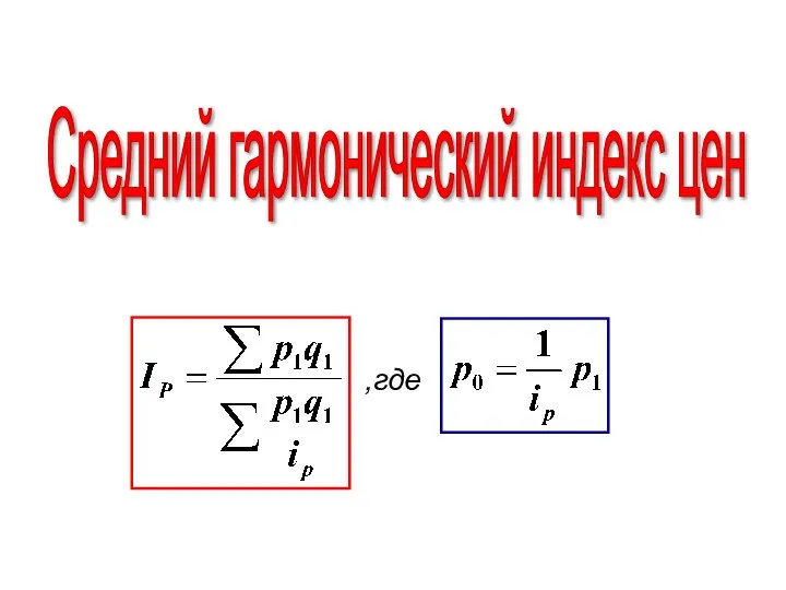 Средний гармонический индекс цен ,где