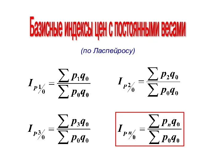 Базисные индексы цен с постоянными весами (по Ласпейросу)