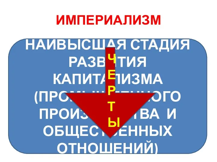 ИМПЕРИАЛИЗМ НАИВЫСШАЯ СТАДИЯ РАЗВИТИЯ КАПИТАЛИЗМА (ПРОМЫШЛЕННОГО ПРОИЗВОДСТВА И ОБЩЕСТВЕННЫХ ОТНОШЕНИЙ) ЧЕРТЫ