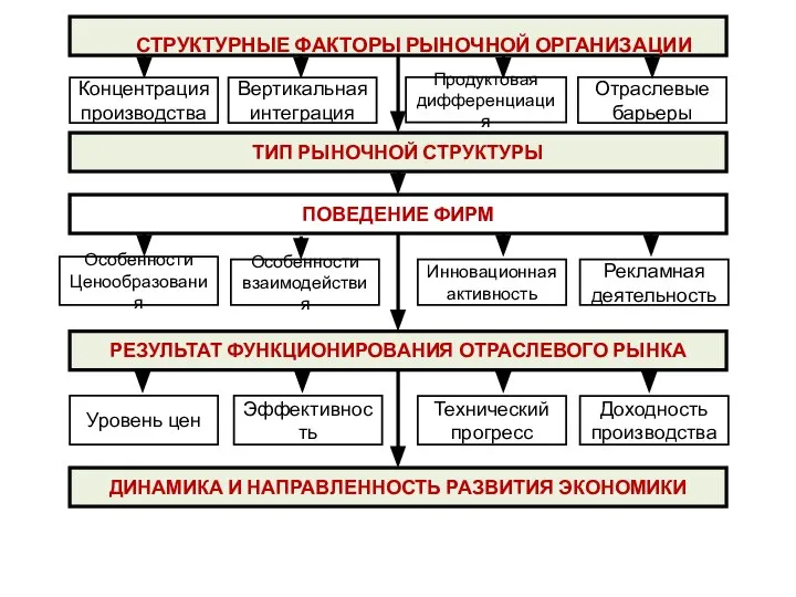 ТИП РЫНОЧНОЙ СТРУКТУРЫ ПОВЕДЕНИЕ ФИРМ РЕЗУЛЬТАТ ФУНКЦИОНИРОВАНИЯ ОТРАСЛЕВОГО РЫНКА ДИНАМИКА И