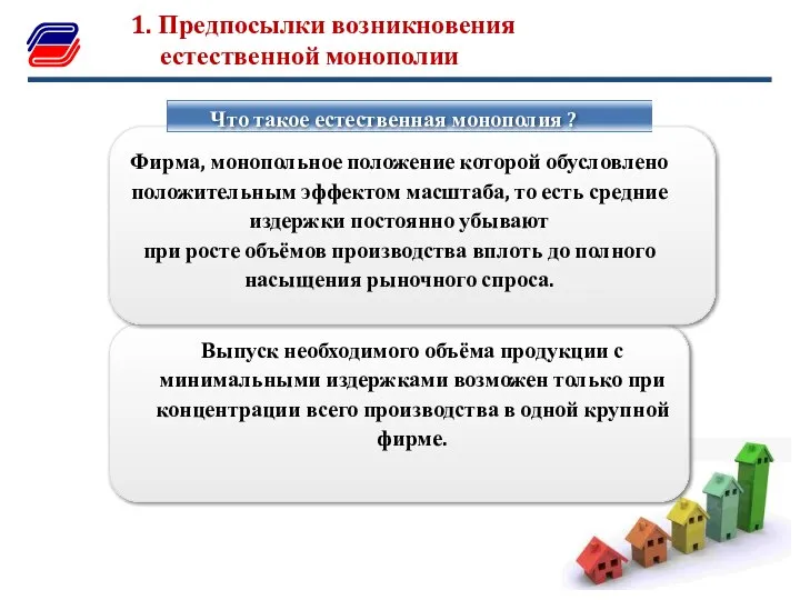 1. Предпосылки возникновения естественной монополии Что такое естественная монополия ? Фирма,