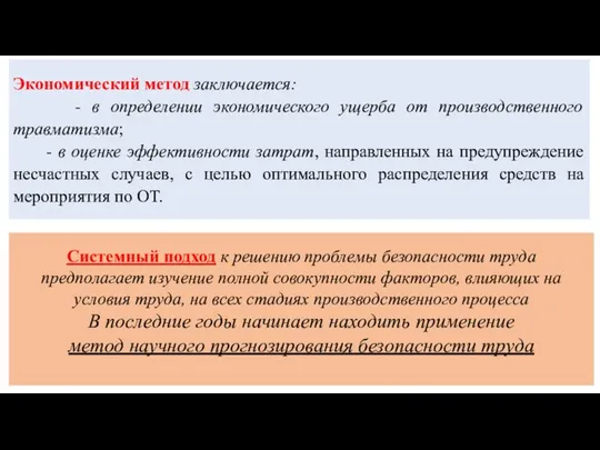 Экономический метод заключается: - в определении экономического ущерба от производственного травматизма;